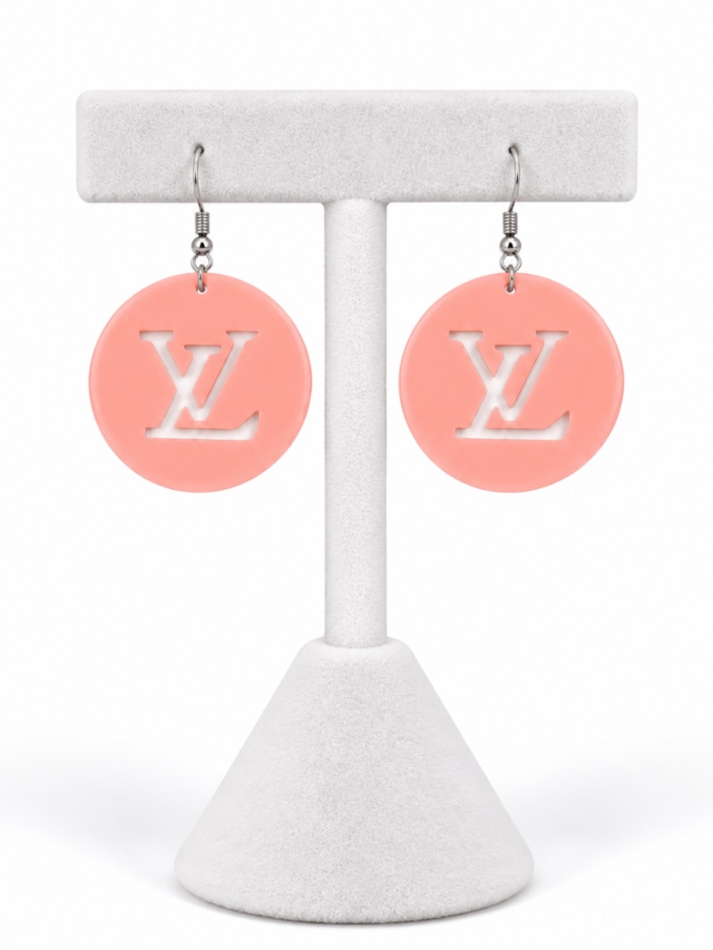 Inspired Blush Pink Round Statement Drop Earrings